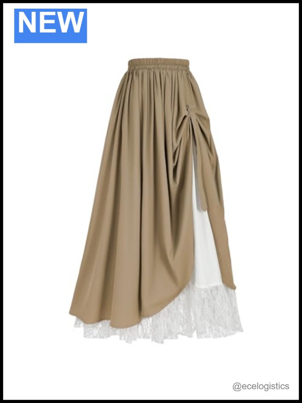Women's Renaissance Maxi Skirt Double Layer Lace Trim Medieval Costume